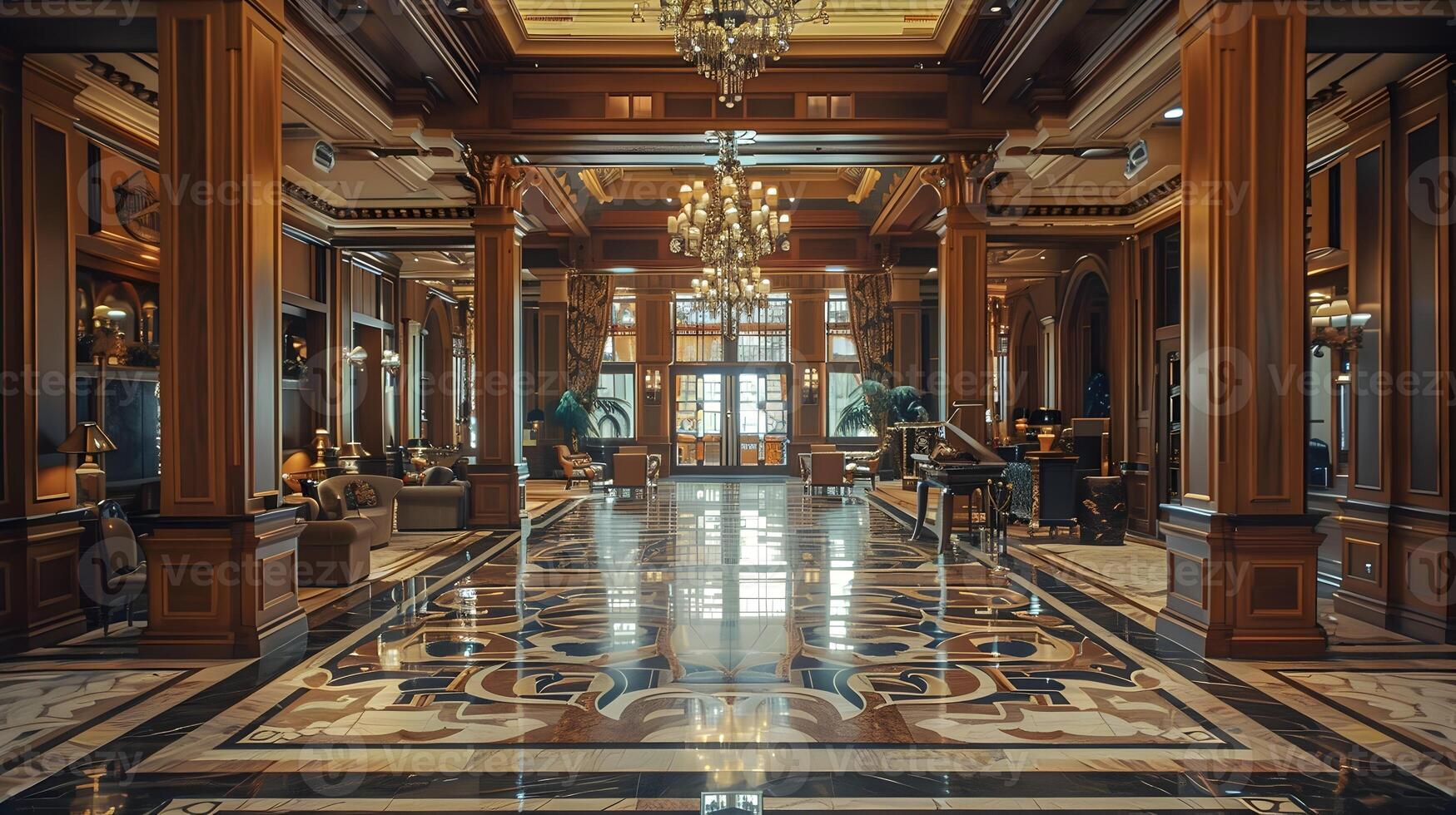 Opulent and Grandiose Interior of a Prestigious Historical Palace with Intricate Architectural Details and Ornamental Decor photo