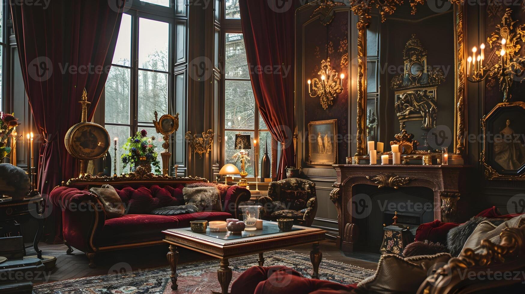Lavish and Opulent Parlor Room Exuding Refined Elegance and Timeless Charm photo