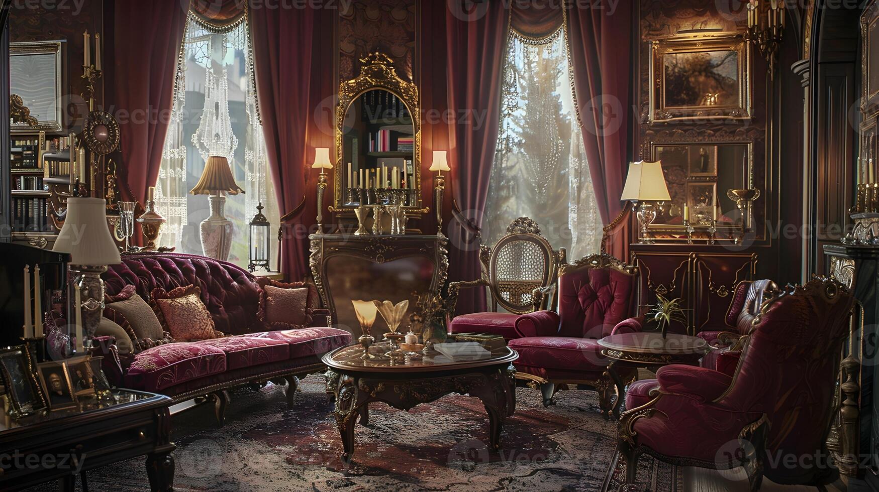 Grandeur and Elegance Embodied in a Lavish, Ornately Decorated Historical Mansion Interior photo