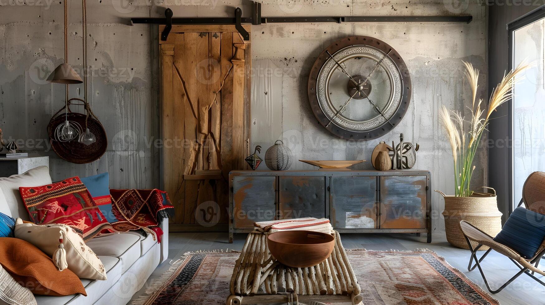 Cozy Rustic Interior with Vintage Decor and Furnishings in Warm, Inviting Atmosphere photo