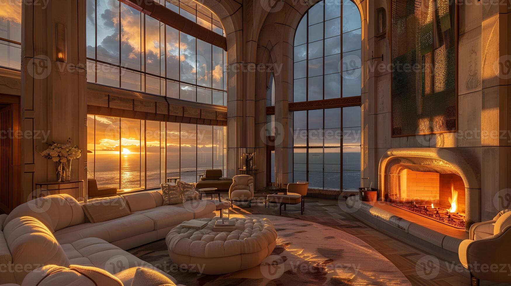 Cozy and Luxurious Mountain Retreat with Breathtaking Sunset Views and Roaring Fireplace photo