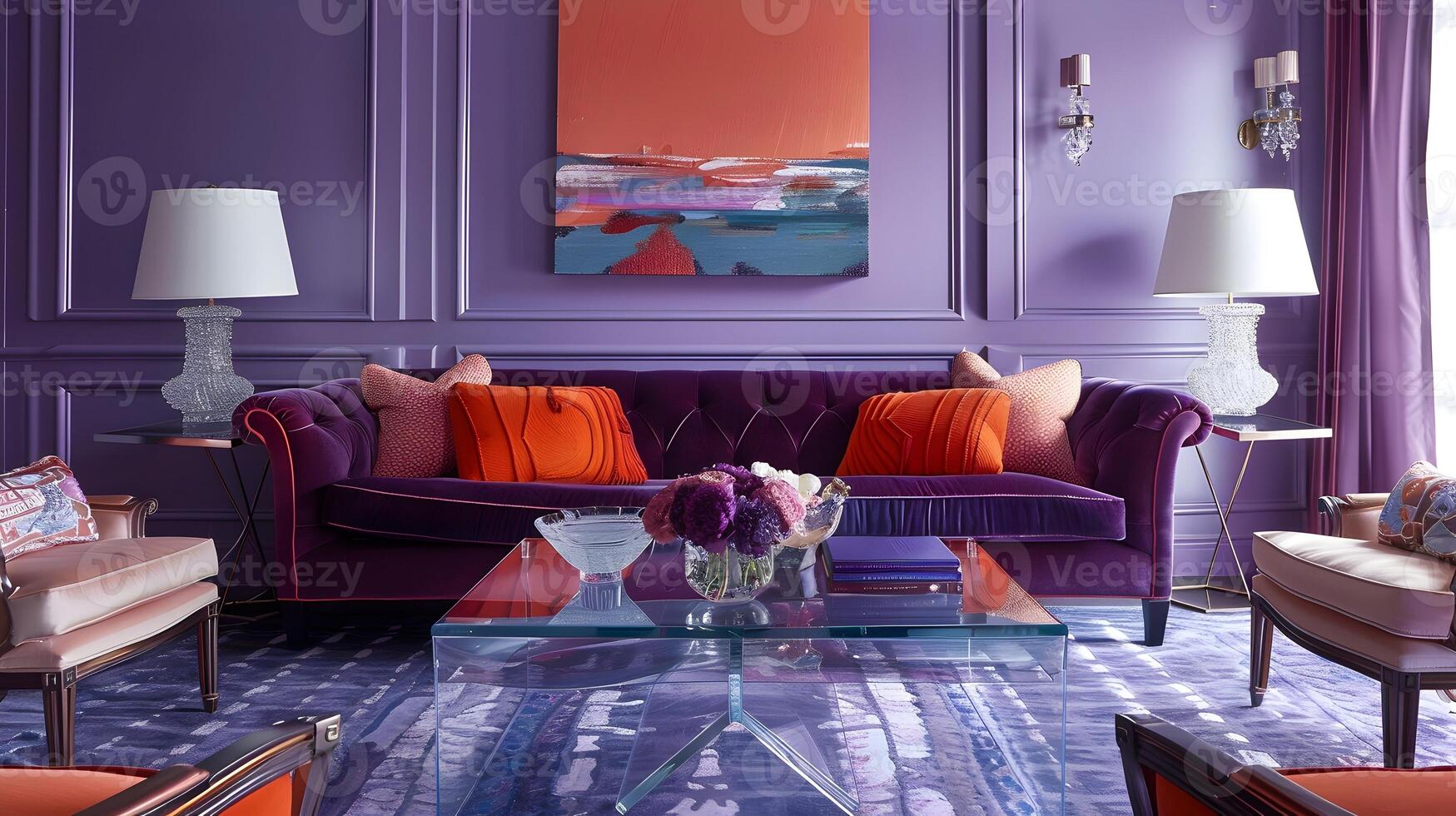 Luxurious and Sophisticated Interior Design with Vibrant Color Scheme and Plush Furnishings photo