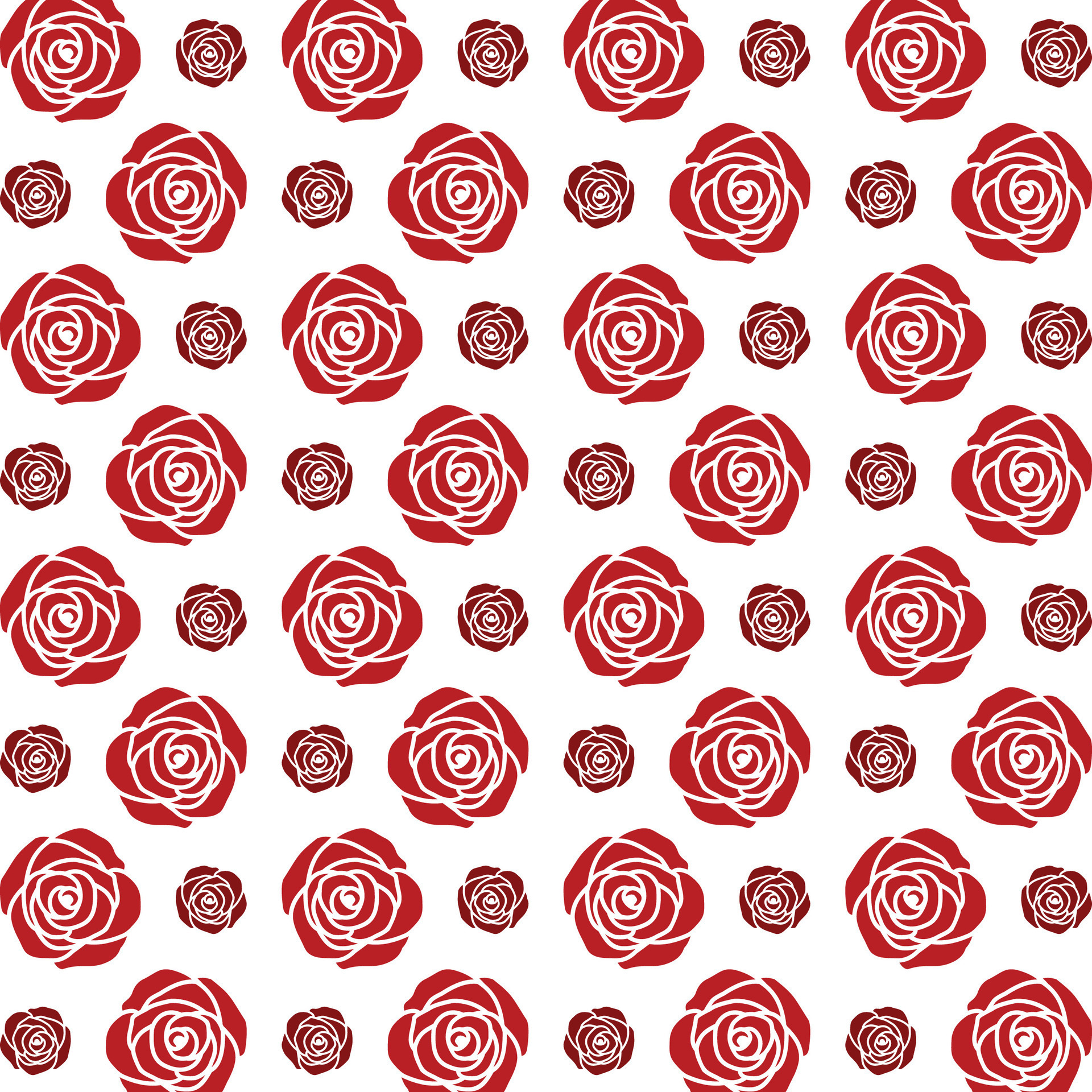 Red Rose Striking Trendy Multicolor Repeating Pattern Illustration