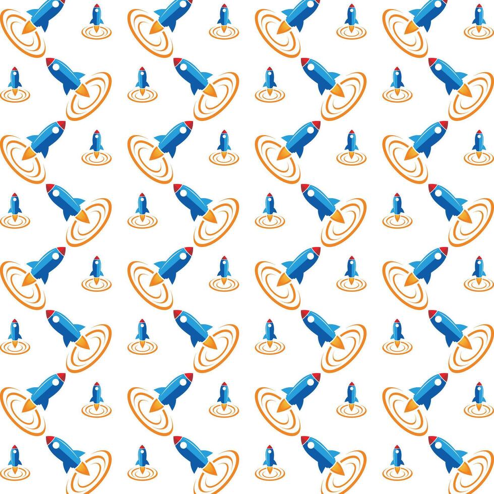 Rocket wondrous trendy multicolor repeating pattern illustration background design vector