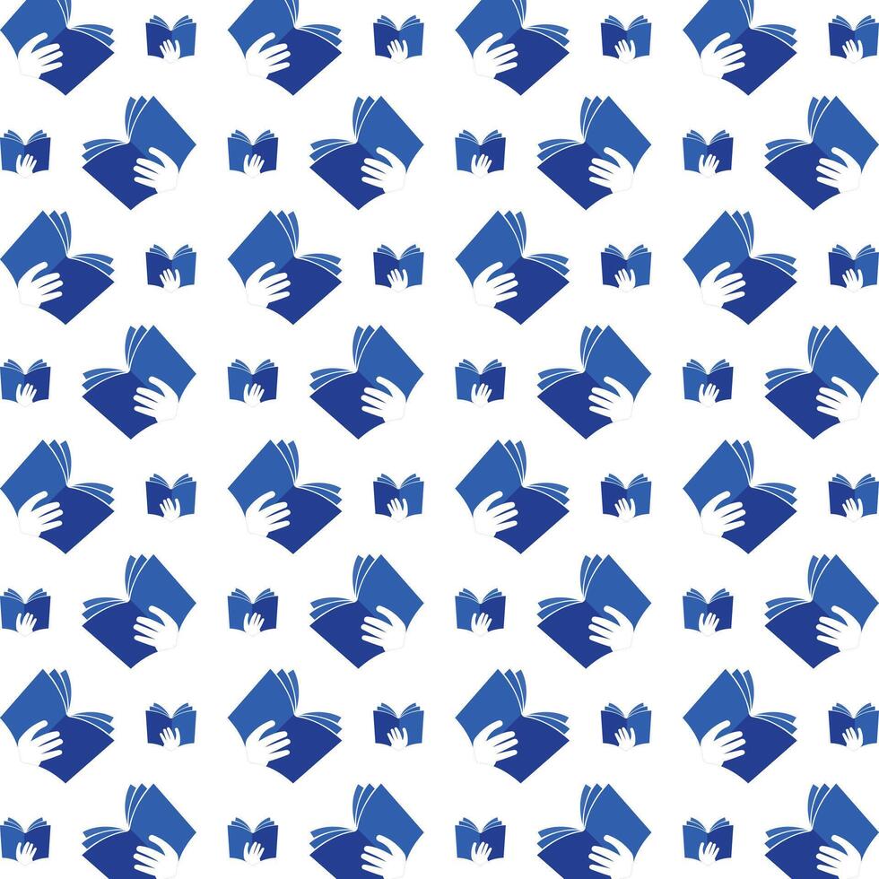 Reading book wondrous trendy multicolor repeating pattern illustration background design vector
