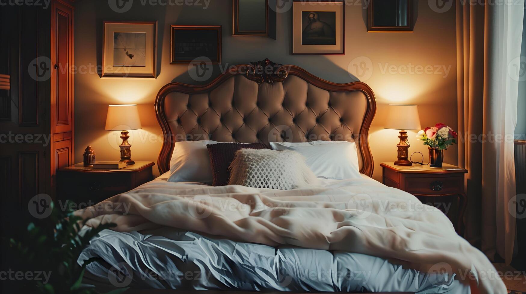 Elegant Bedroom Sanctuary Lavish Accommodation Captured in Muted Tones photo