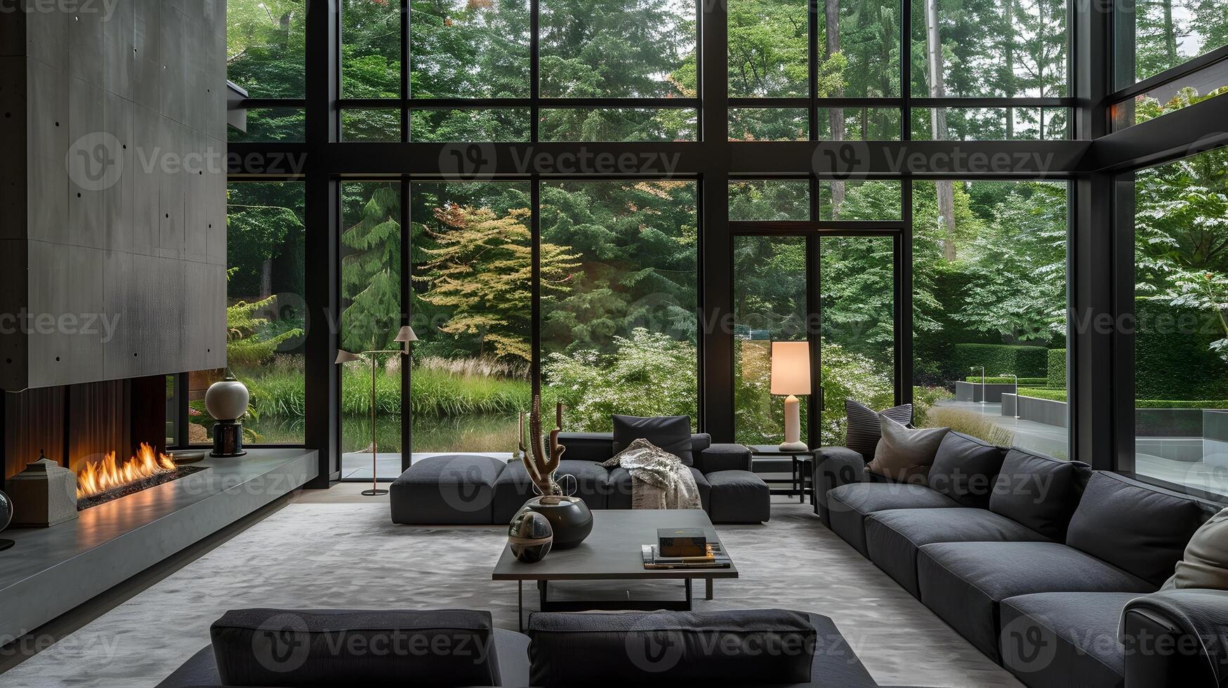 Ultimate Luxury in a Living Room Panoramic Autumn Garden Views photo