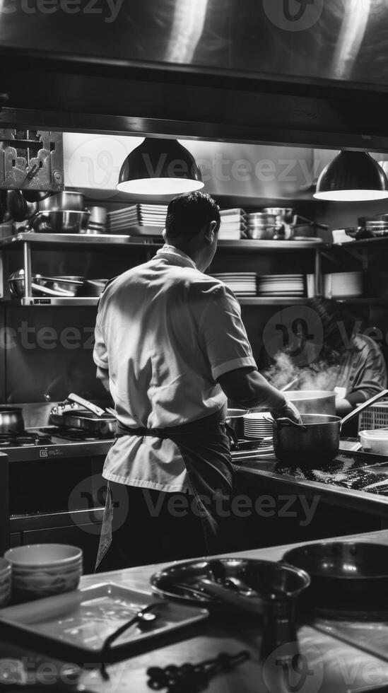 Chefs Cooking in Restaurant Kitchen photo