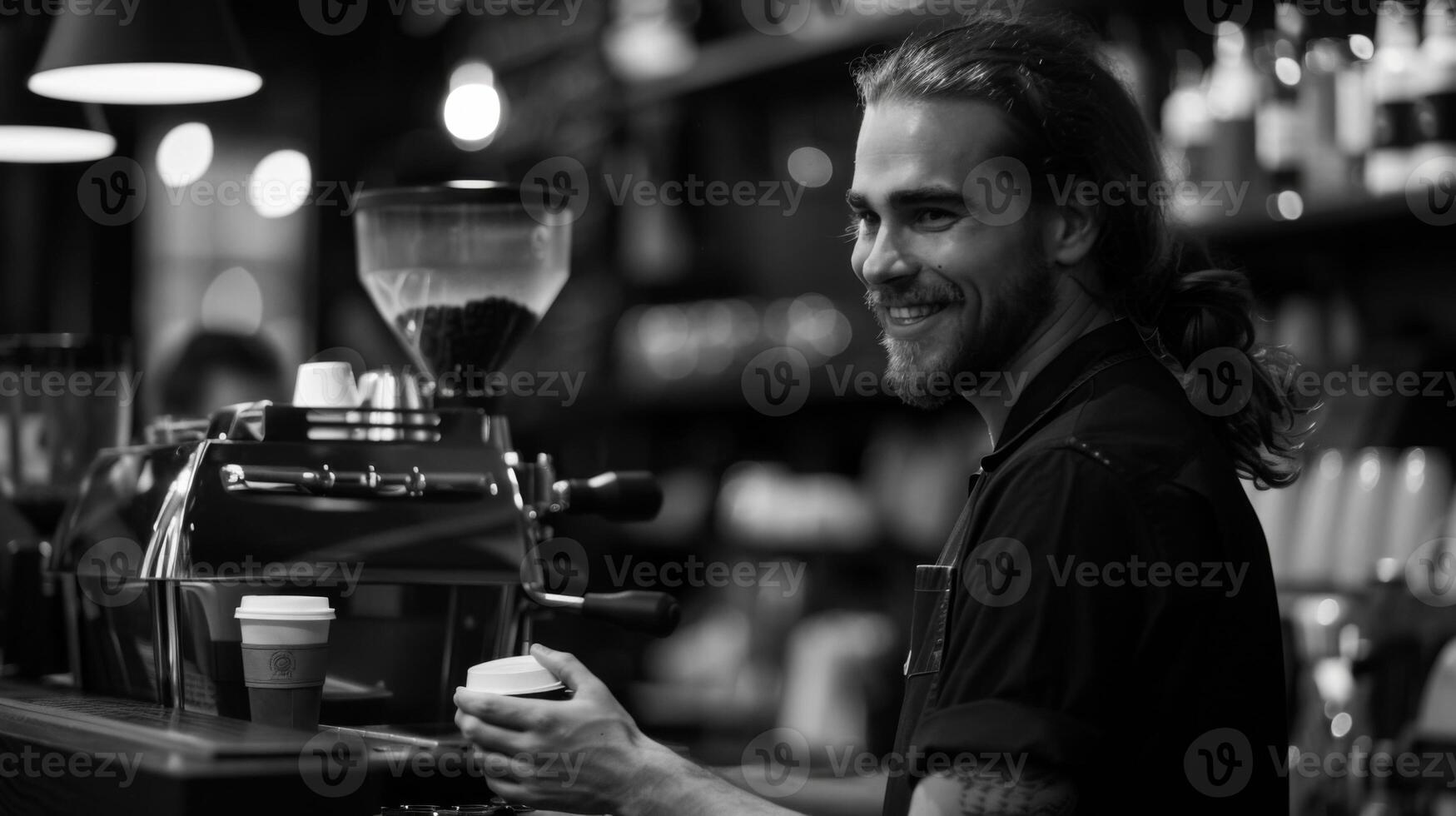 Lifestyle image smiling barista at work photo
