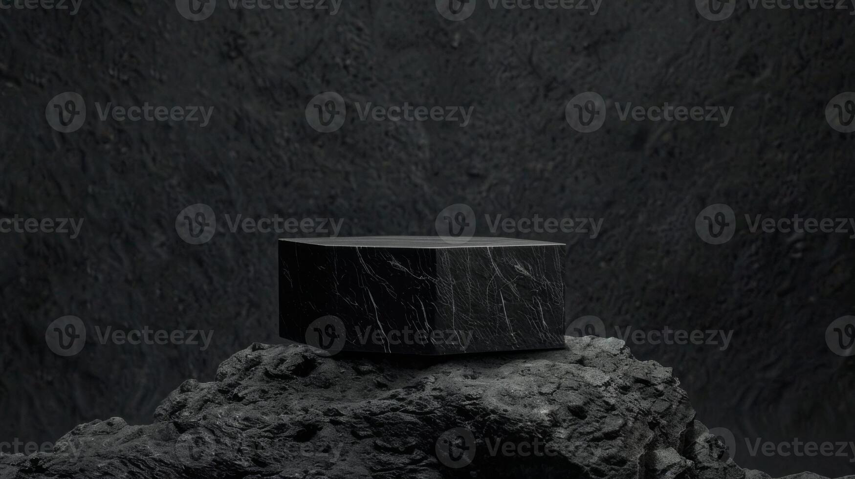 Minimalist Black Rock Podium product display photo