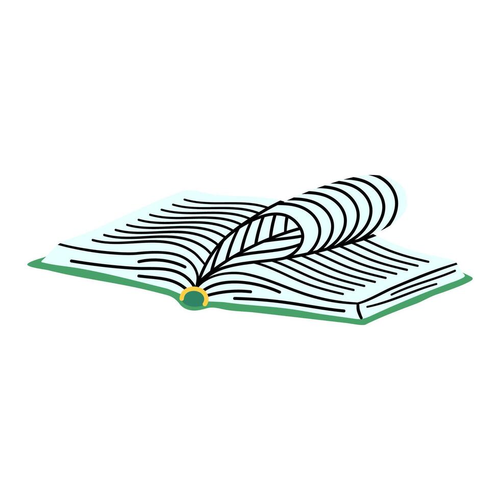 Cartoon Green Book Open Education Concept. vector