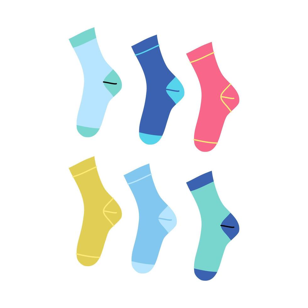 Cartoon Color Clothes Male Socks Set. vector