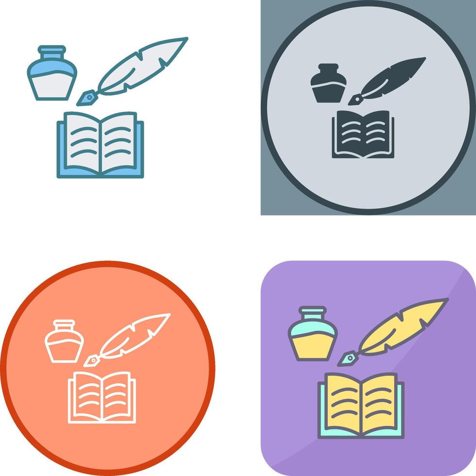 Unique Quill and Book Icon Design vector