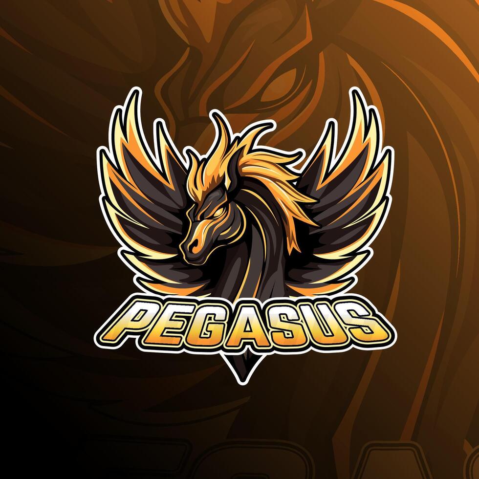 Pegasus mascot logo design for badge, emblem, esport and t-shirt printing vector