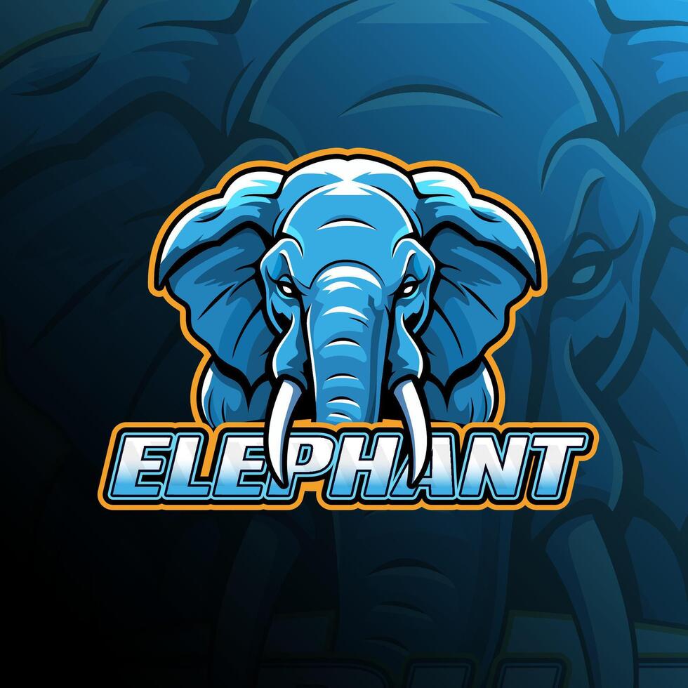 Elephant mascot logo design for badge, emblem, esport and t-shirt printing vector