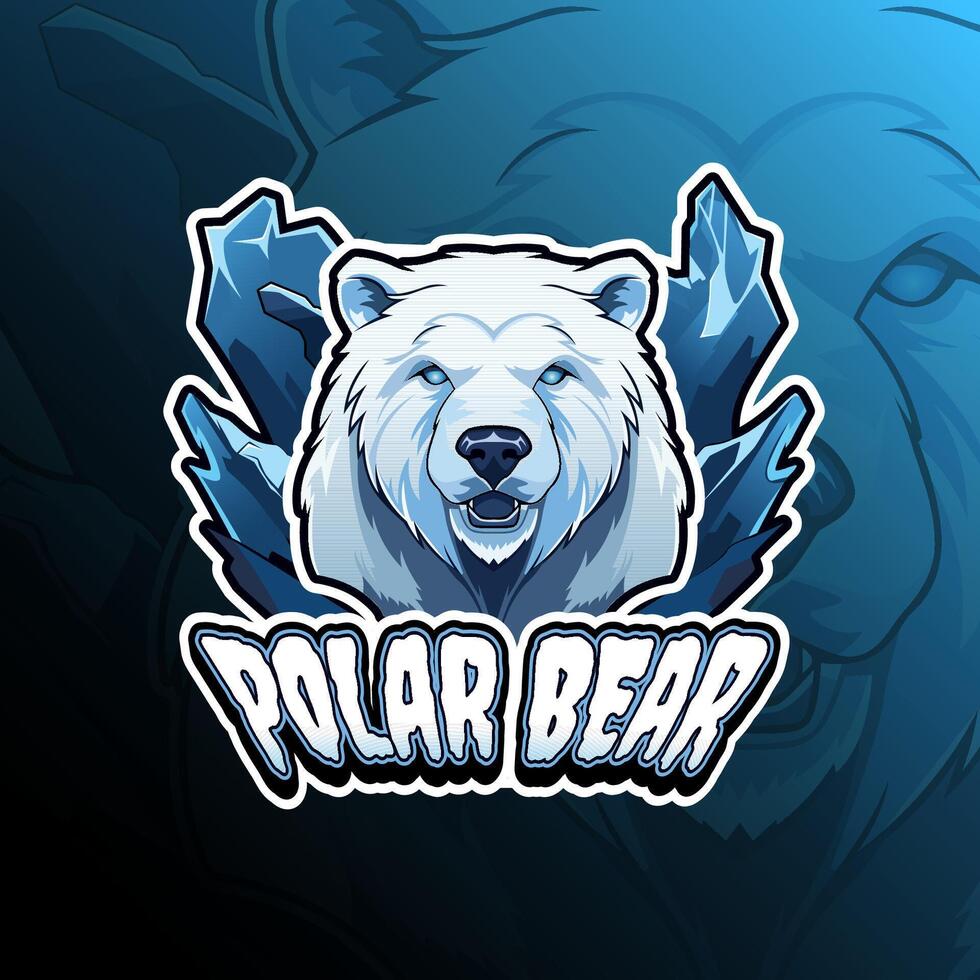 Polar bear mascot logo design for badge, emblem, esport and t-shirt printing vector