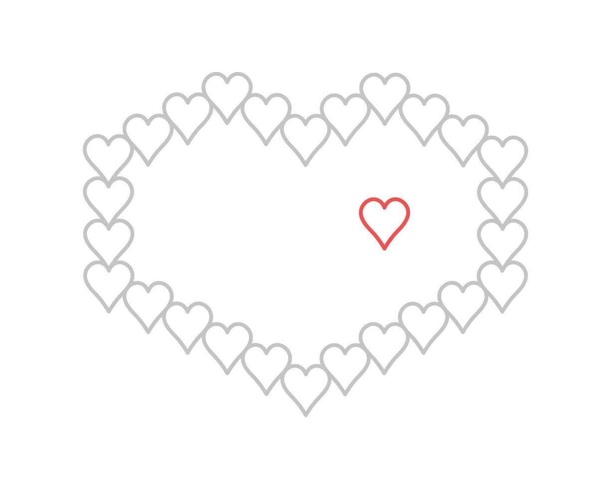 Gray heart with a small red heart. Illustration of love isolated on white background in flat style. Valentine's Day. Red. vector