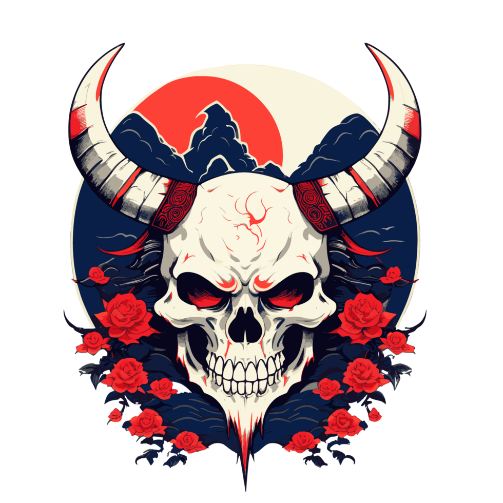 Illustration of a horned skull png