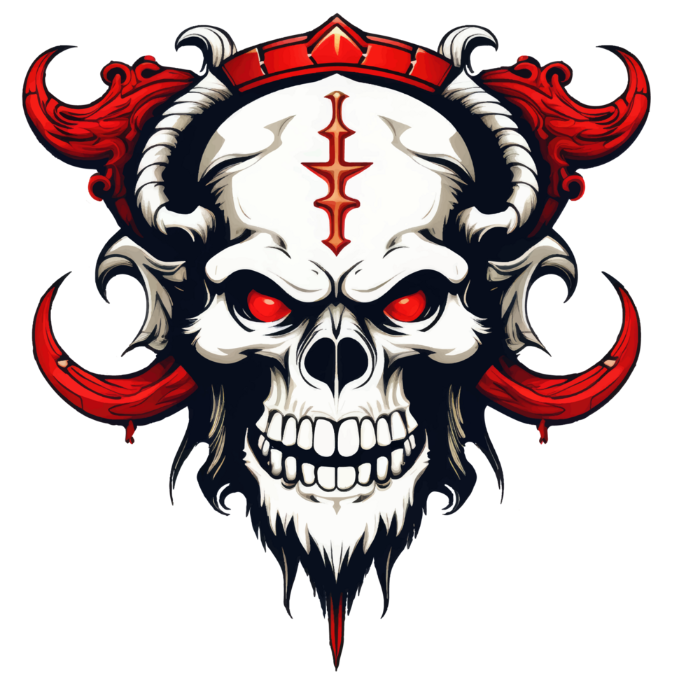 Illustration monkey of a red, horned devil skull png
