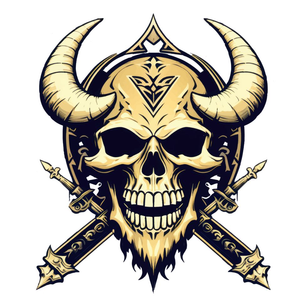 Illustration of a horned skull png