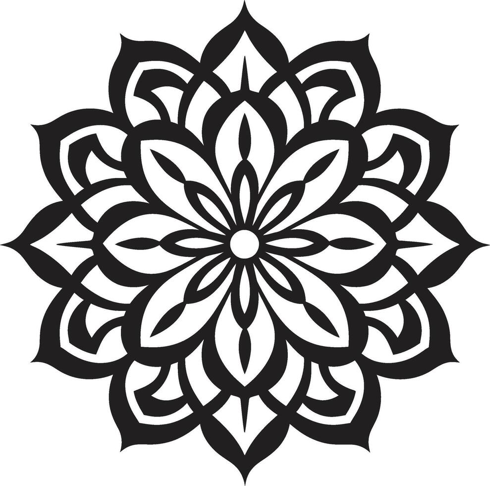 Spiritual Spirals Elegant Black with Mandala in Divine Radiance Mandala Depicting Sleek Black Pattern vector