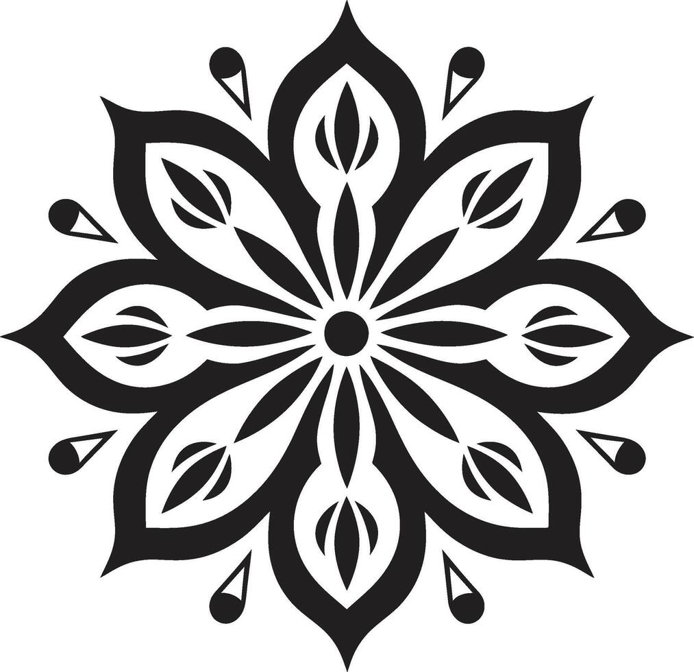 Spiritual Symmetry Sleek Mandala in Monochrome Black Whirlwind of Wholeness Mandala with Elegant Black Pattern vector