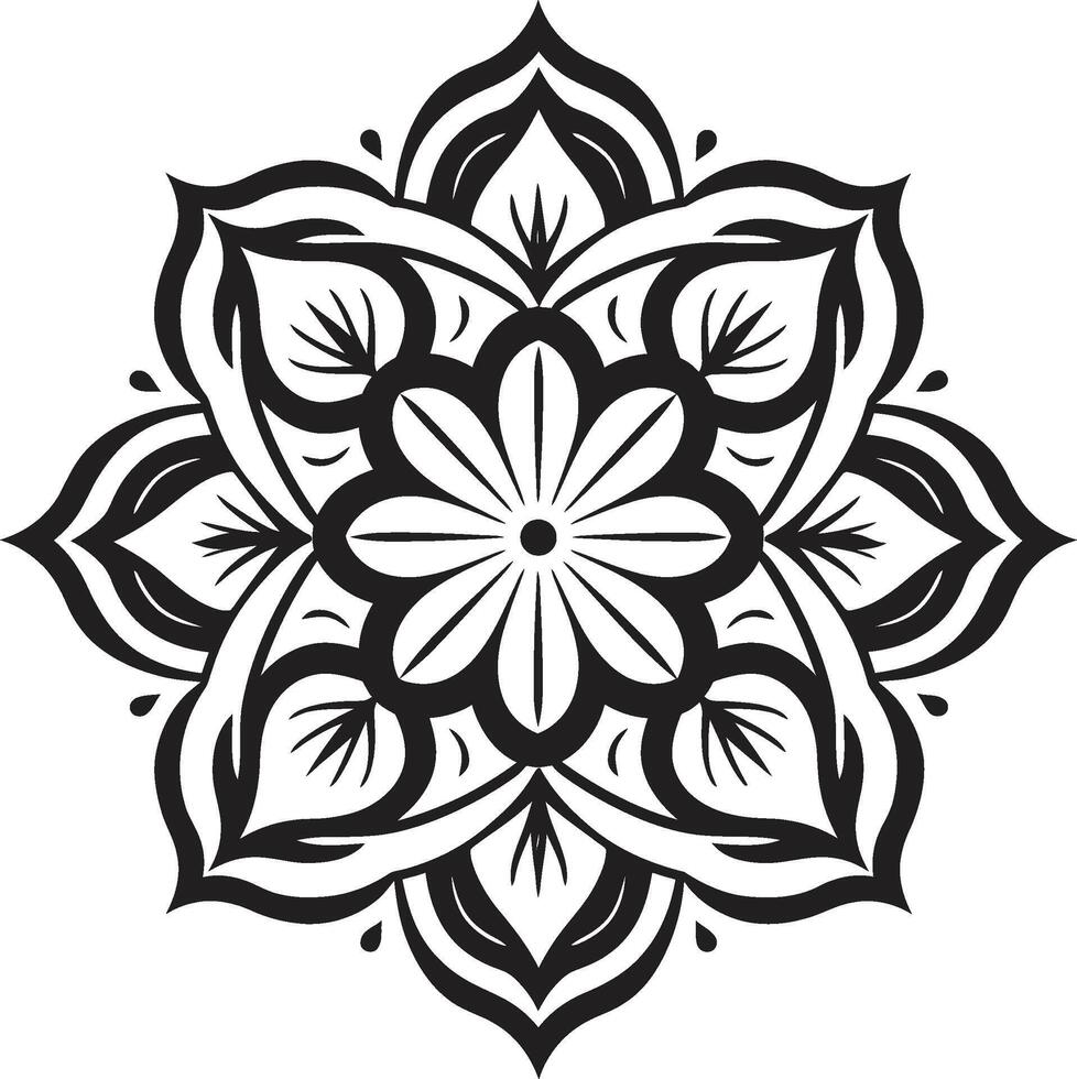 Mystical Medallion Elegant Mandala in Sleek Black Infinite Intricacy Black Featuring Mandala Pattern vector