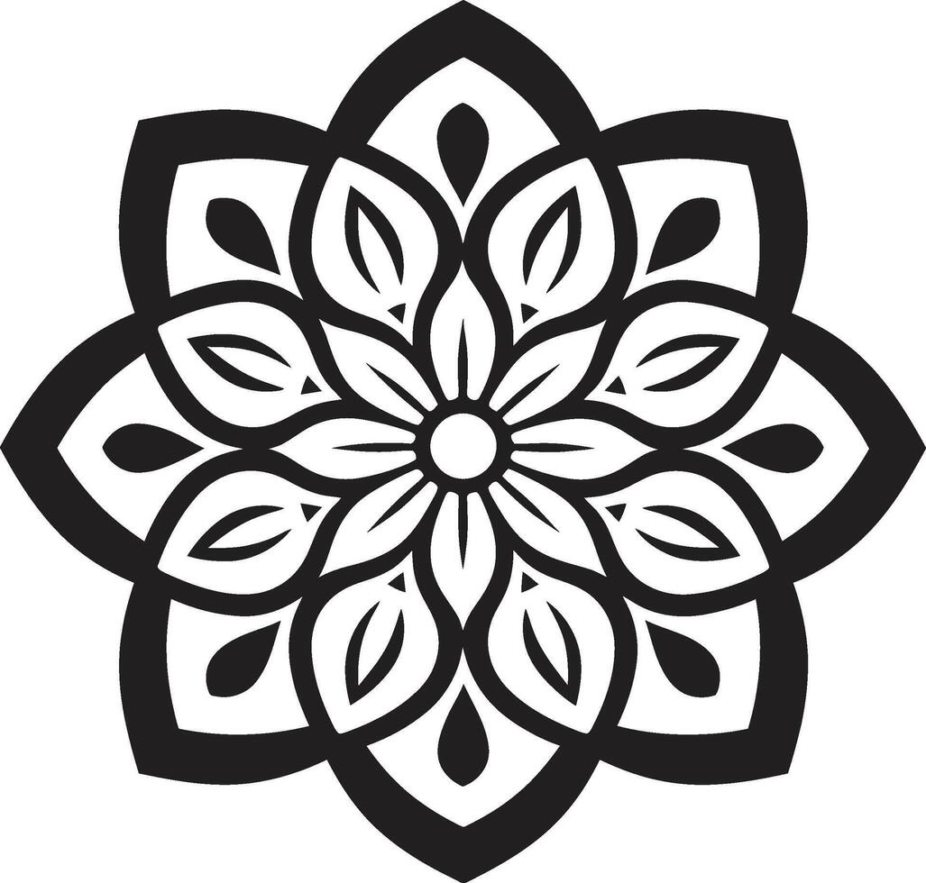 Soulful Symmetry Monochrome Emblem Showcasing Mandala in Elegant Mandala Magic Black Unveiling Mandala Pattern vector