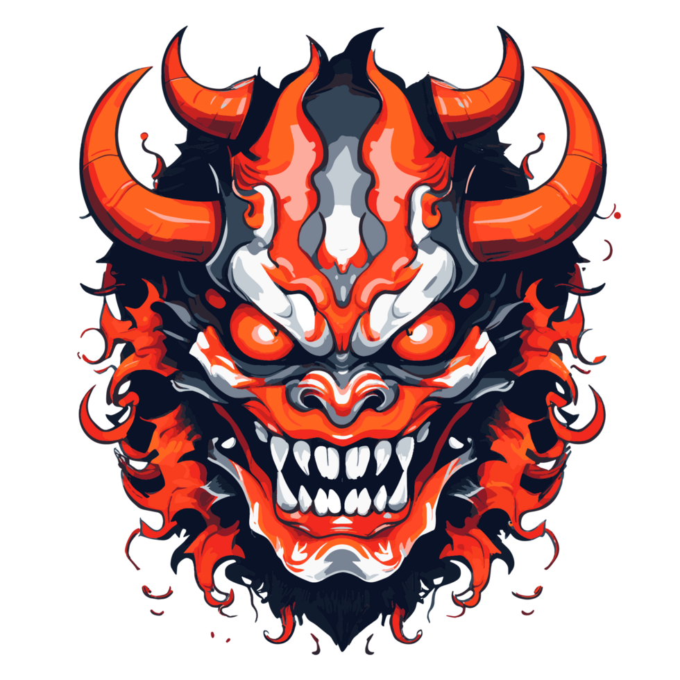 Japanese oni mask illustration created by AI png