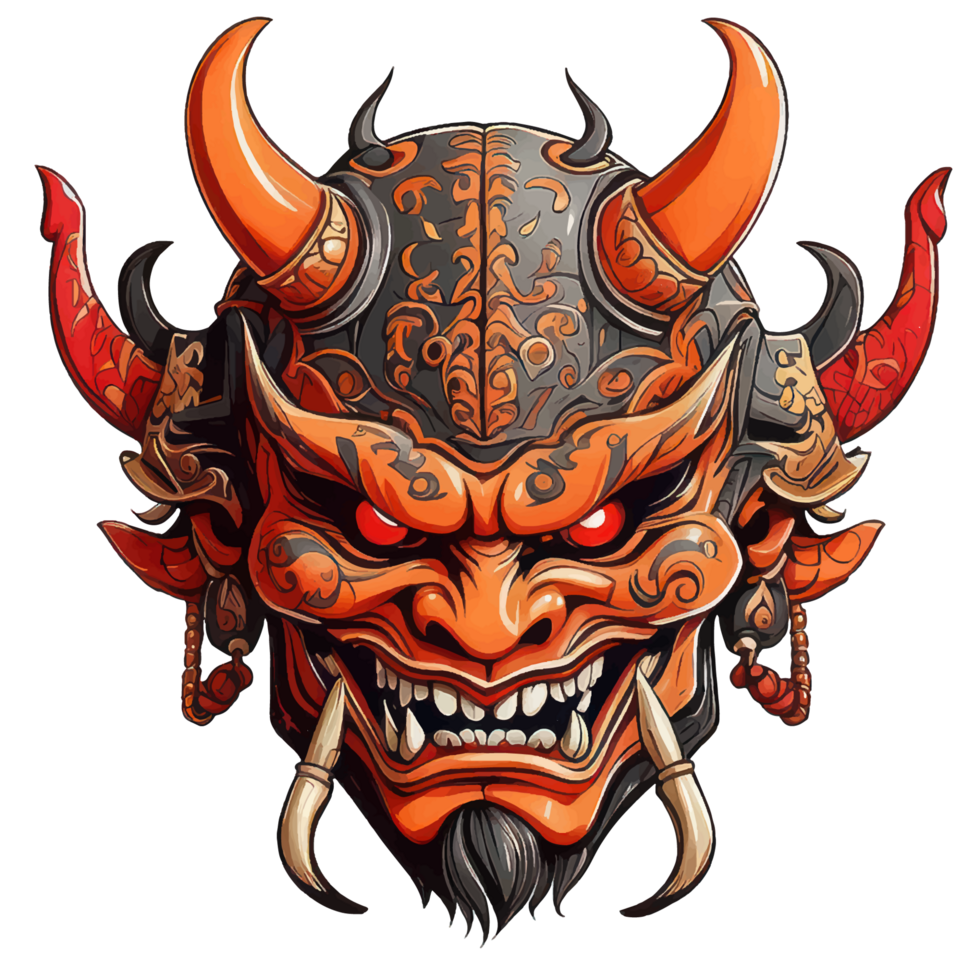 Japanese oni mask illustration created by AI png