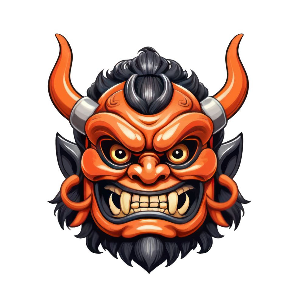 Japanese oni mask illustration created by AI png