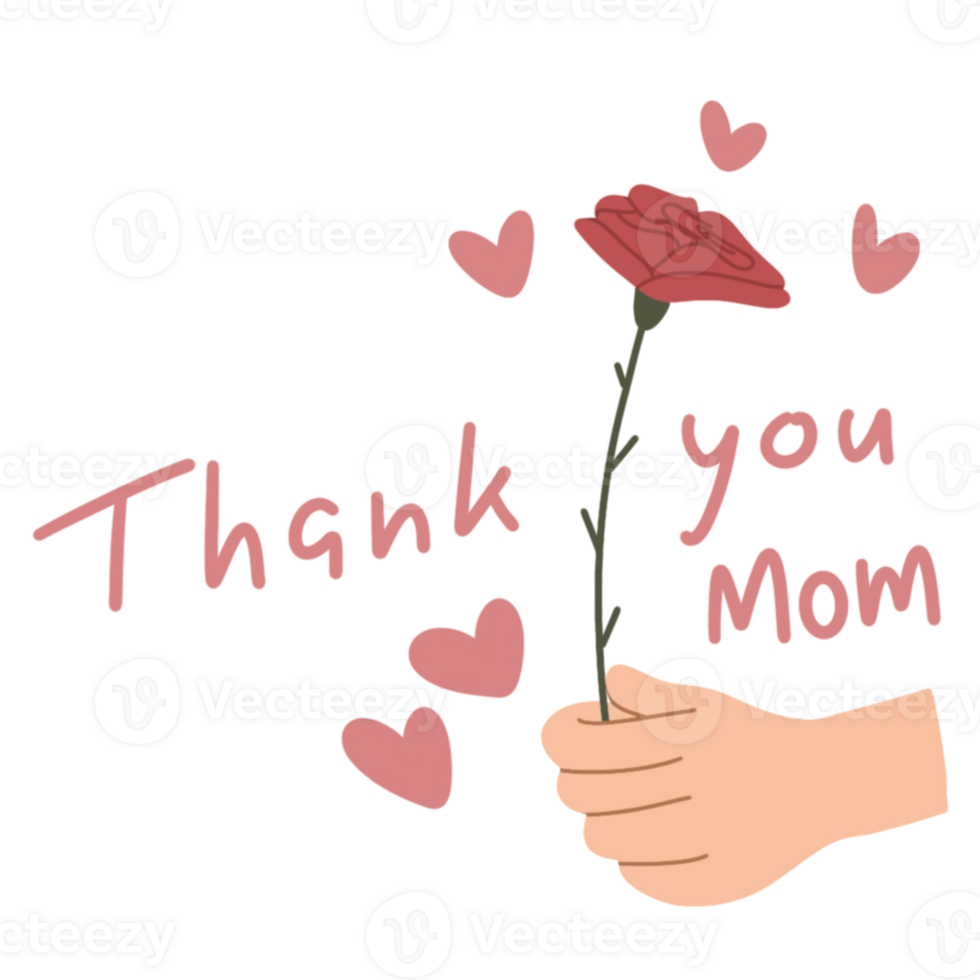 Thank you Mom with flower png