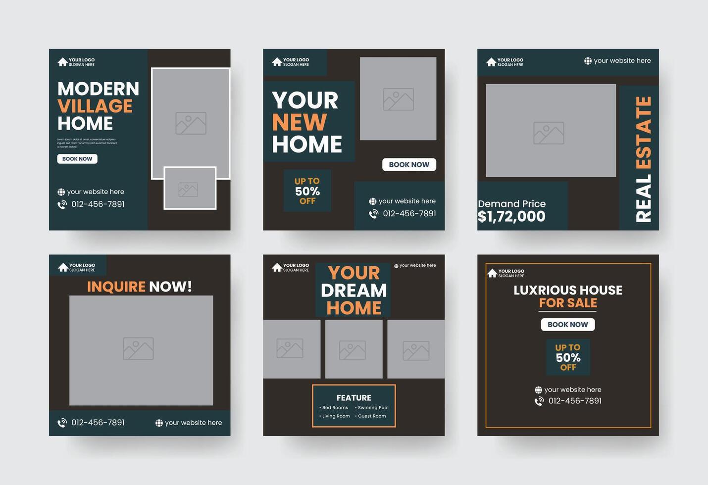 Modern Digital Marketing Agency Social Media Post Set For Business. vector