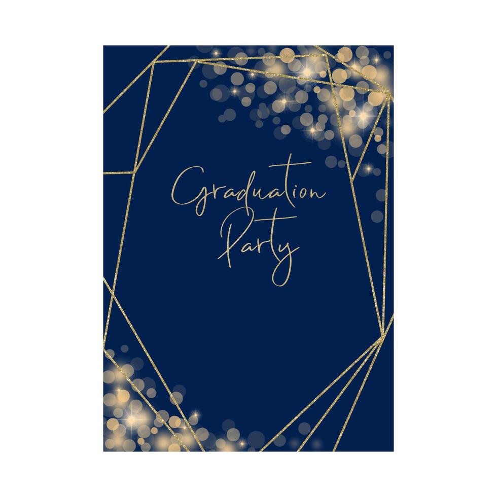 Blue Golden Frame Graduate Card vector