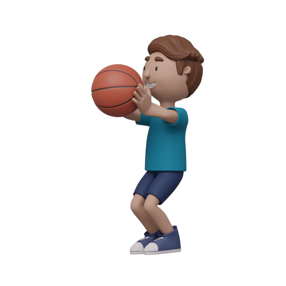A cartoon boy is playing basketball with a ball png