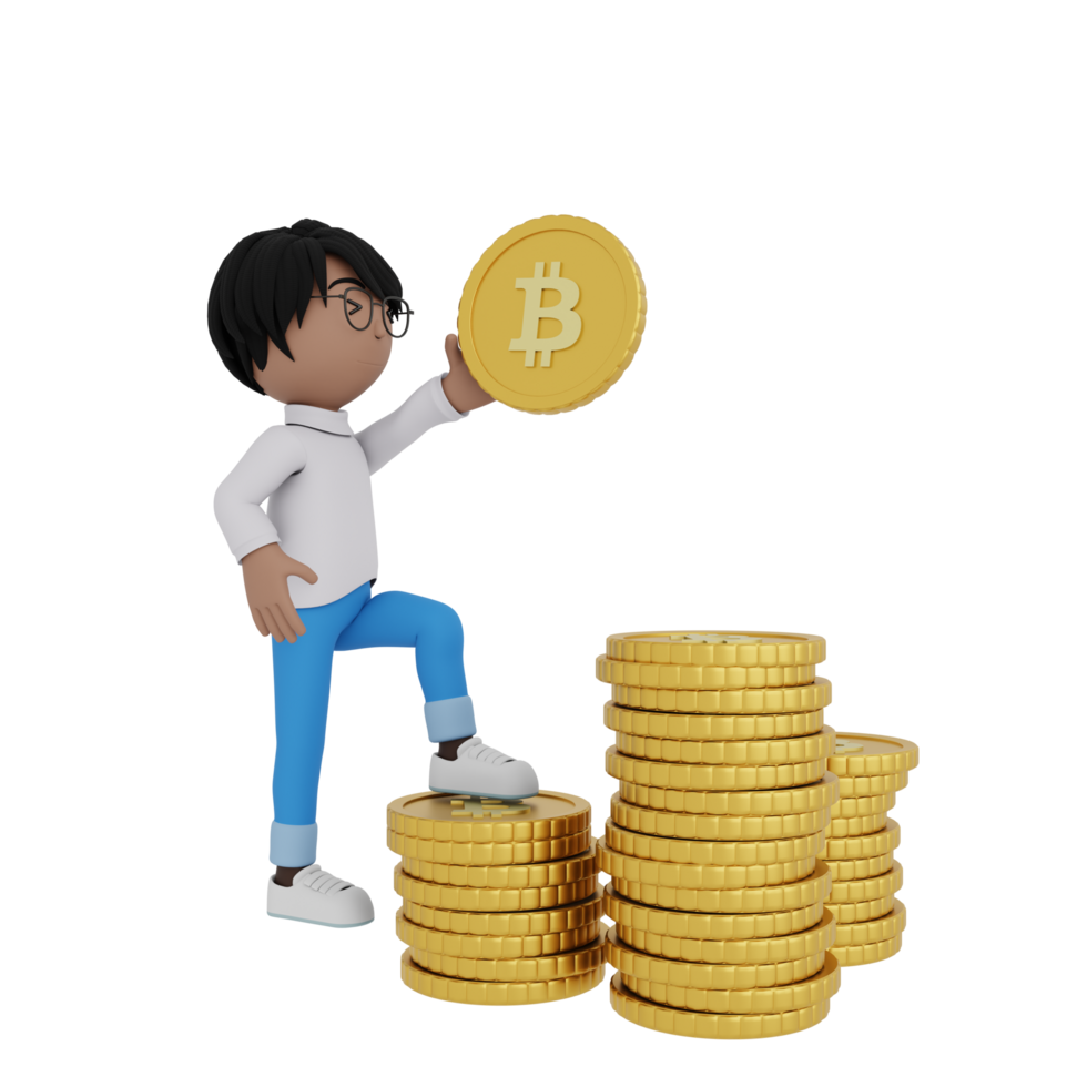 A man is holding a gold coin with the letter B on it png