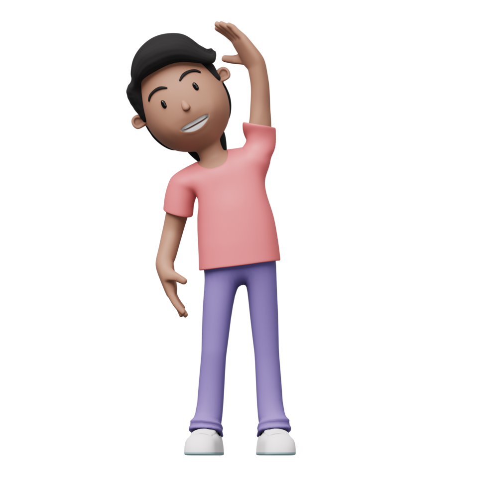 A cartoon woman is doing a exercise and yoga pose. 3d render png