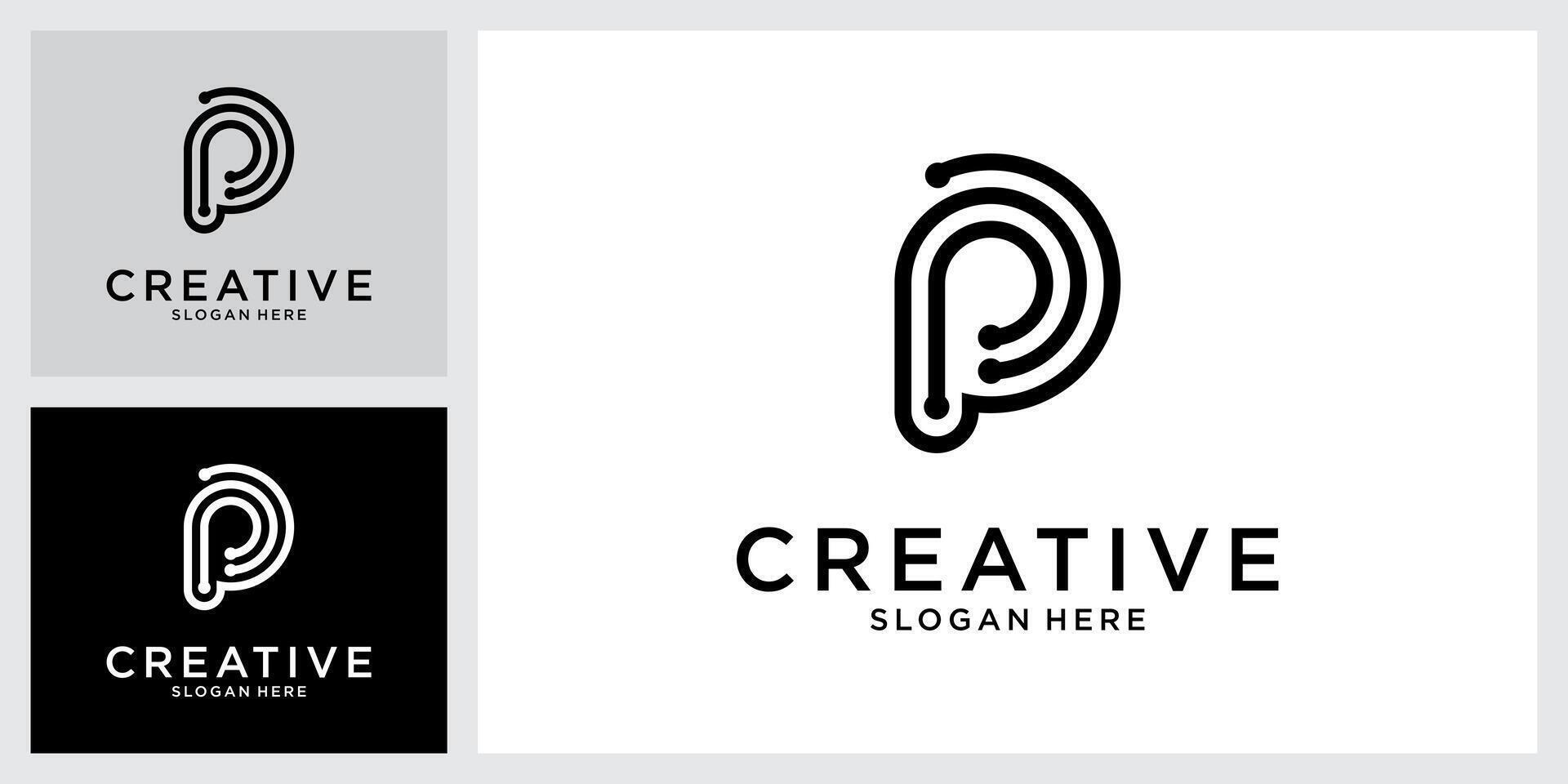 P or PP initial letter logo design vector