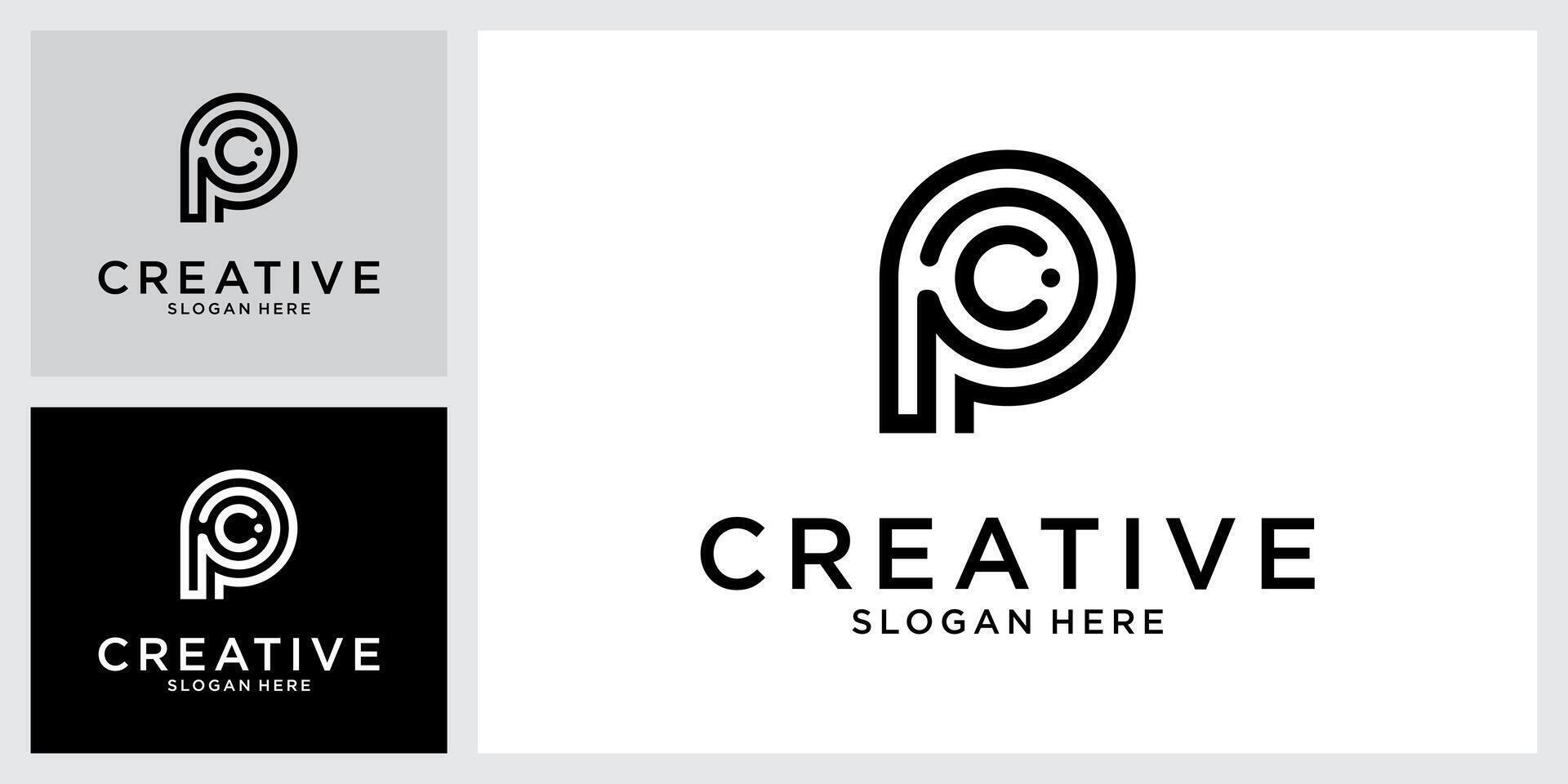 P or PP initial letter logo design vector
