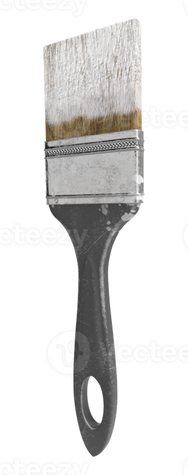 Paintbrush, stained with white paint on the top, for creating scenery png