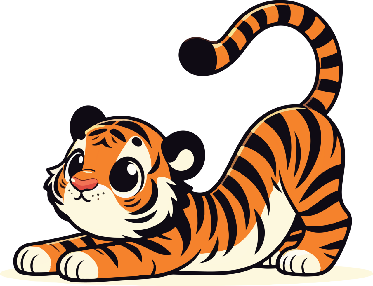 Curious Cartoon Tiger Cub Crawling png