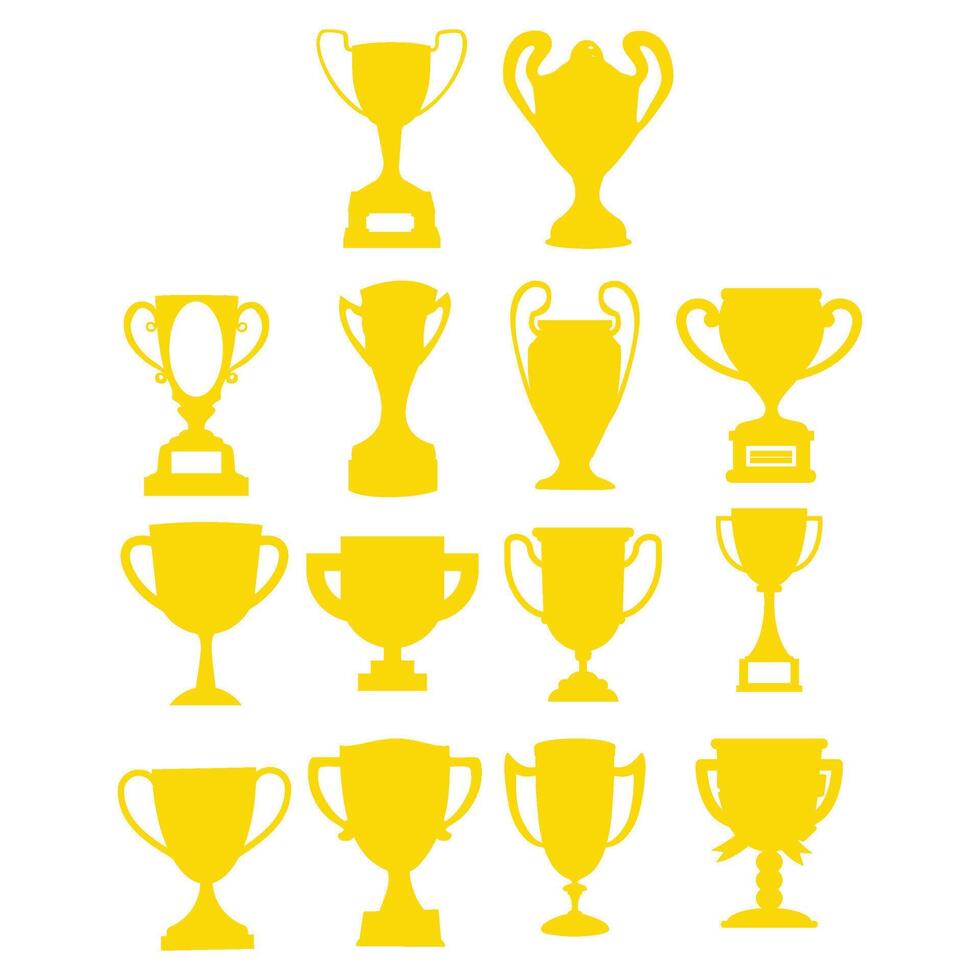 set of trophy cup icons vector