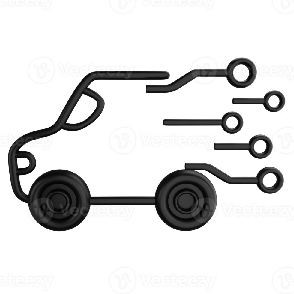 haute technologie voiture clipart noir ligne conception icône isolé sur transparent arrière-plan, 3d rendre La technologie et ai concept png