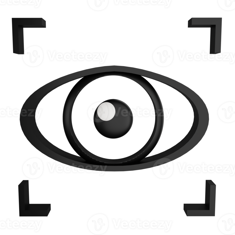 Auge Authentifizierung oder Auge Scan Clip Art eben Design Symbol isoliert auf transparent Hintergrund, 3d machen Technologie und Cyber Sicherheit Konzept png