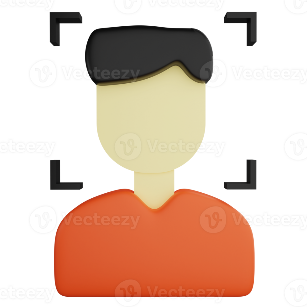 Face authentication or face scan clipart flat design icon isolated on transparent background, 3D render technology and cyber security concept png