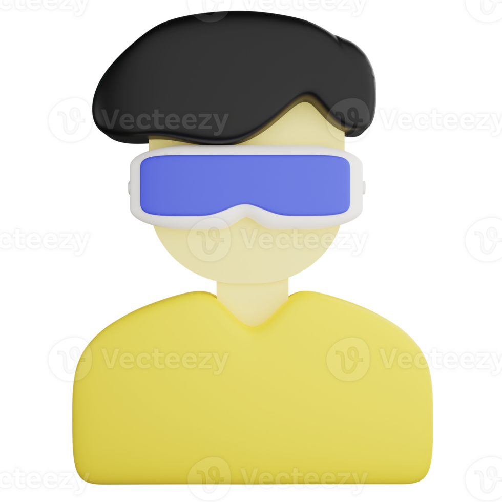 Virtual reality or VR headset clipart flat design icon isolated on transparent background, 3D render technology and cyber security concept png