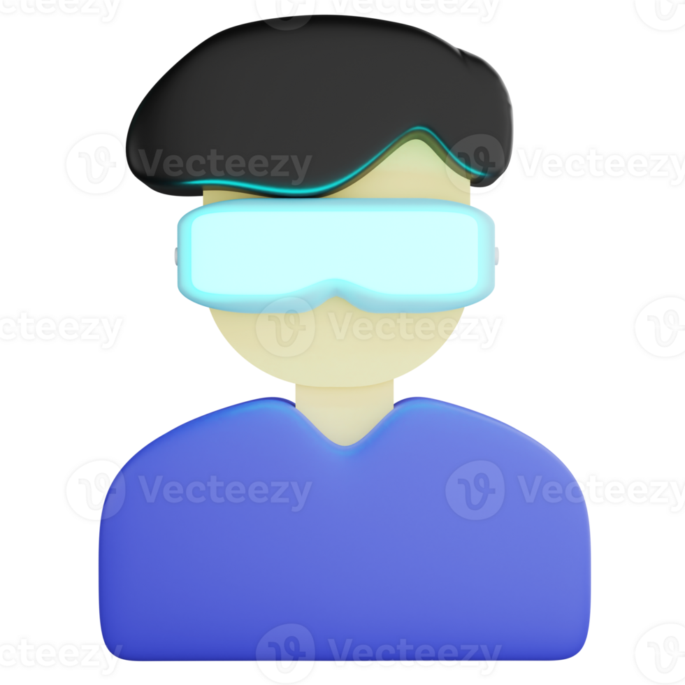 Virtual reality or VR headset clipart flat design icon isolated on transparent background, 3D render technology and cyber security concept png