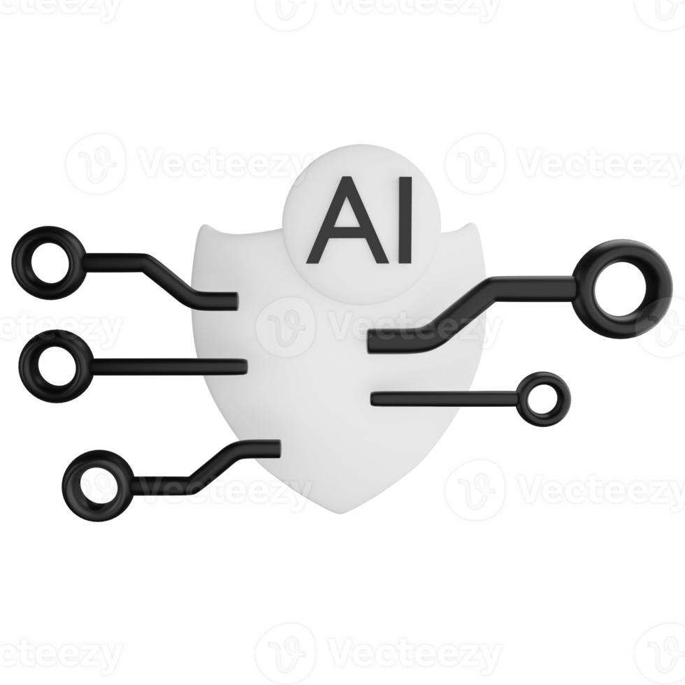 ai säkerhet ClipArt platt design ikon isolerat på transparent bakgrund, 3d framställa teknologi och cyber säkerhet begrepp png