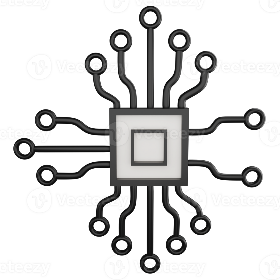 Digital Chip Prozessor Clip Art eben Design Symbol isoliert auf transparent Hintergrund, 3d machen Technologie und ai Konzept png