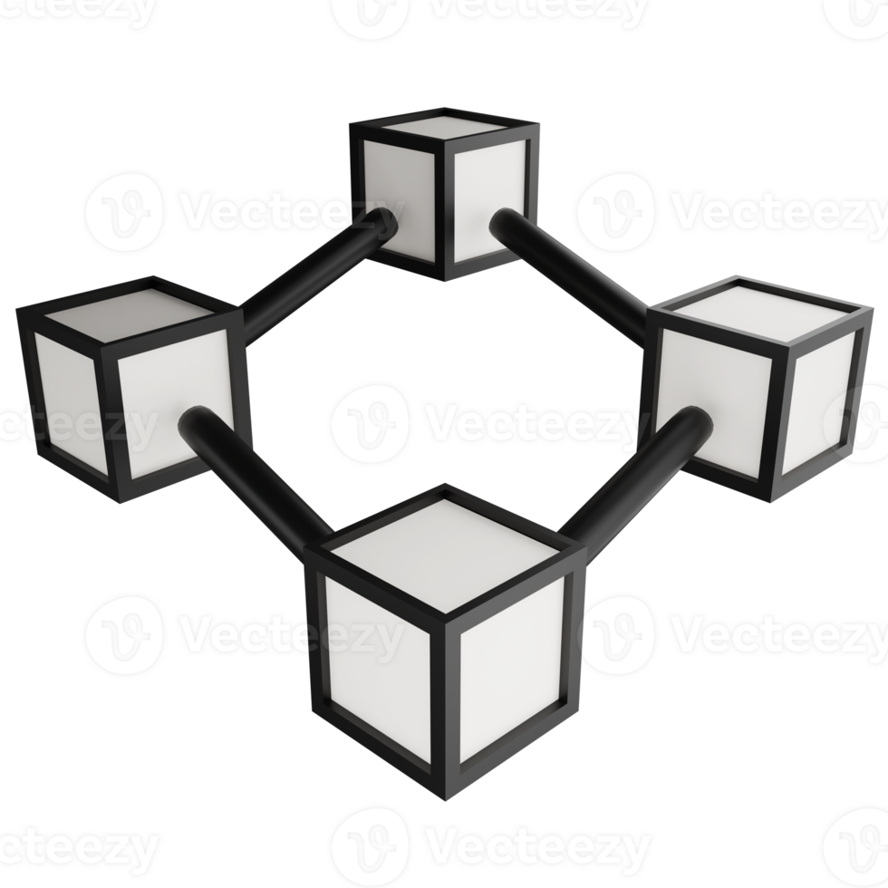 blockchain ClipArt platt design ikon isolerat på transparent bakgrund, 3d framställa teknologi och ai begrepp png